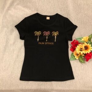 NWOT - Black Sparkly Bejeweled Palm Springs T-shirt